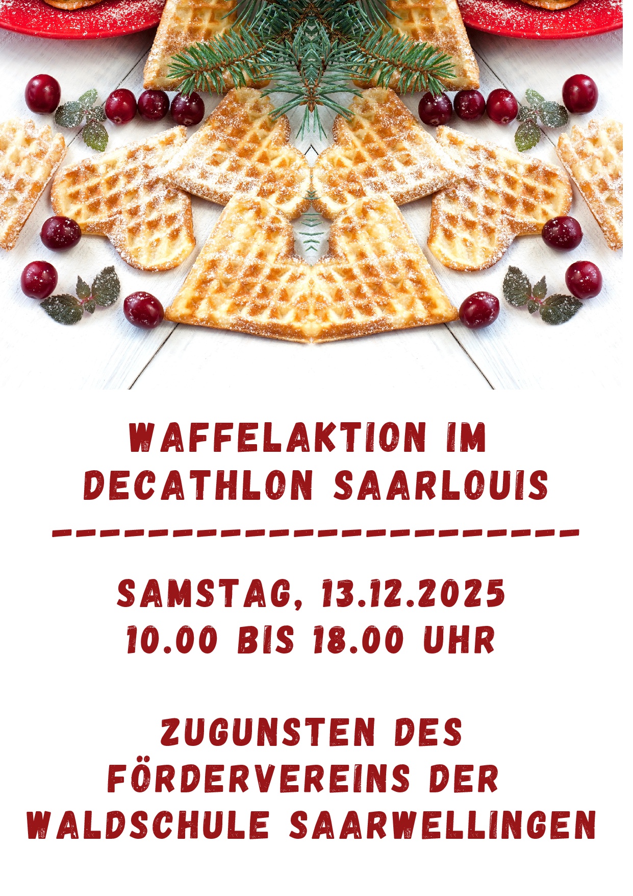 Waffelverkauf im Decathlon in Saarlouis am 13.12.2025 von 10:00-18:00 Uhr